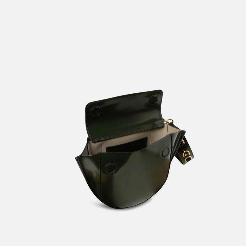 Patent Leather Detachable Dual Strap Mini Round Crossbody Bag