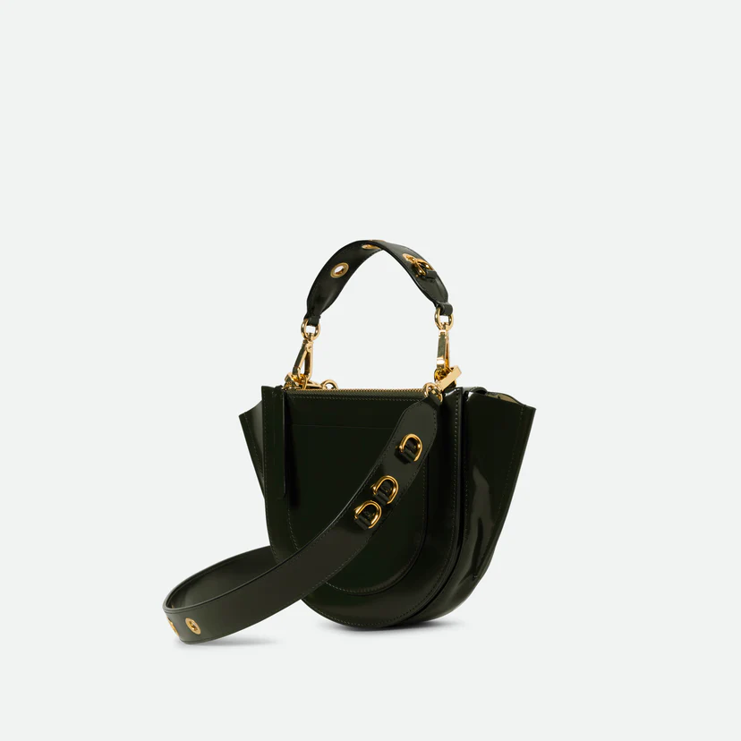 Patent Leather Detachable Dual Strap Mini Round Crossbody Bag