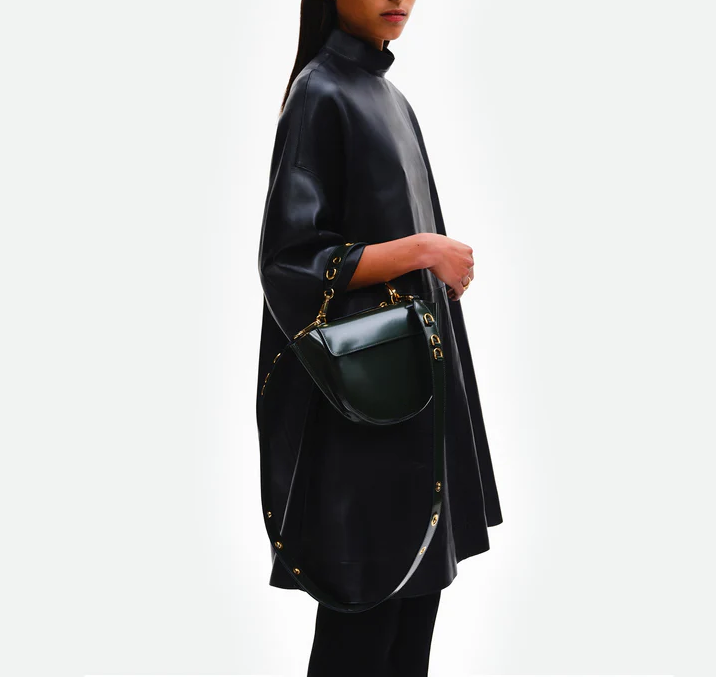 Patent Leather Detachable Dual Strap Mini Round Crossbody Bag