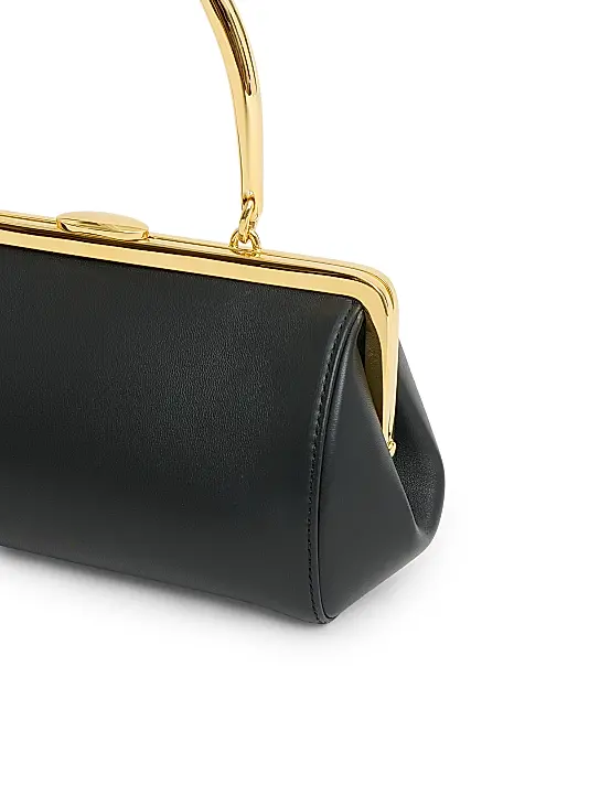 Structured Gold Frame Press Stud Top Handle Mini Handbag