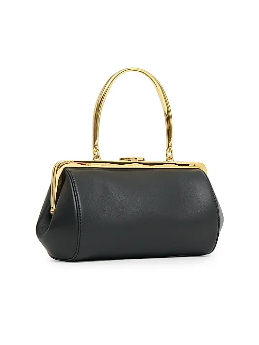 Structured Gold Frame Press Stud Top Handle Mini Handbag