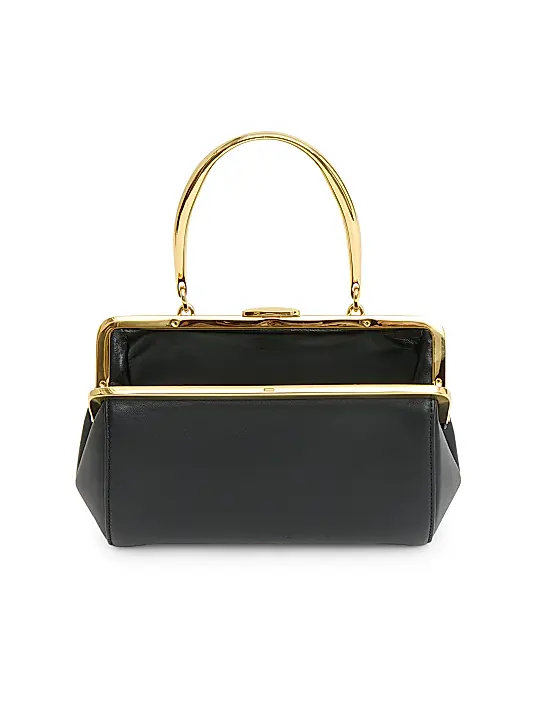 Structured Gold Frame Press Stud Top Handle Mini Handbag