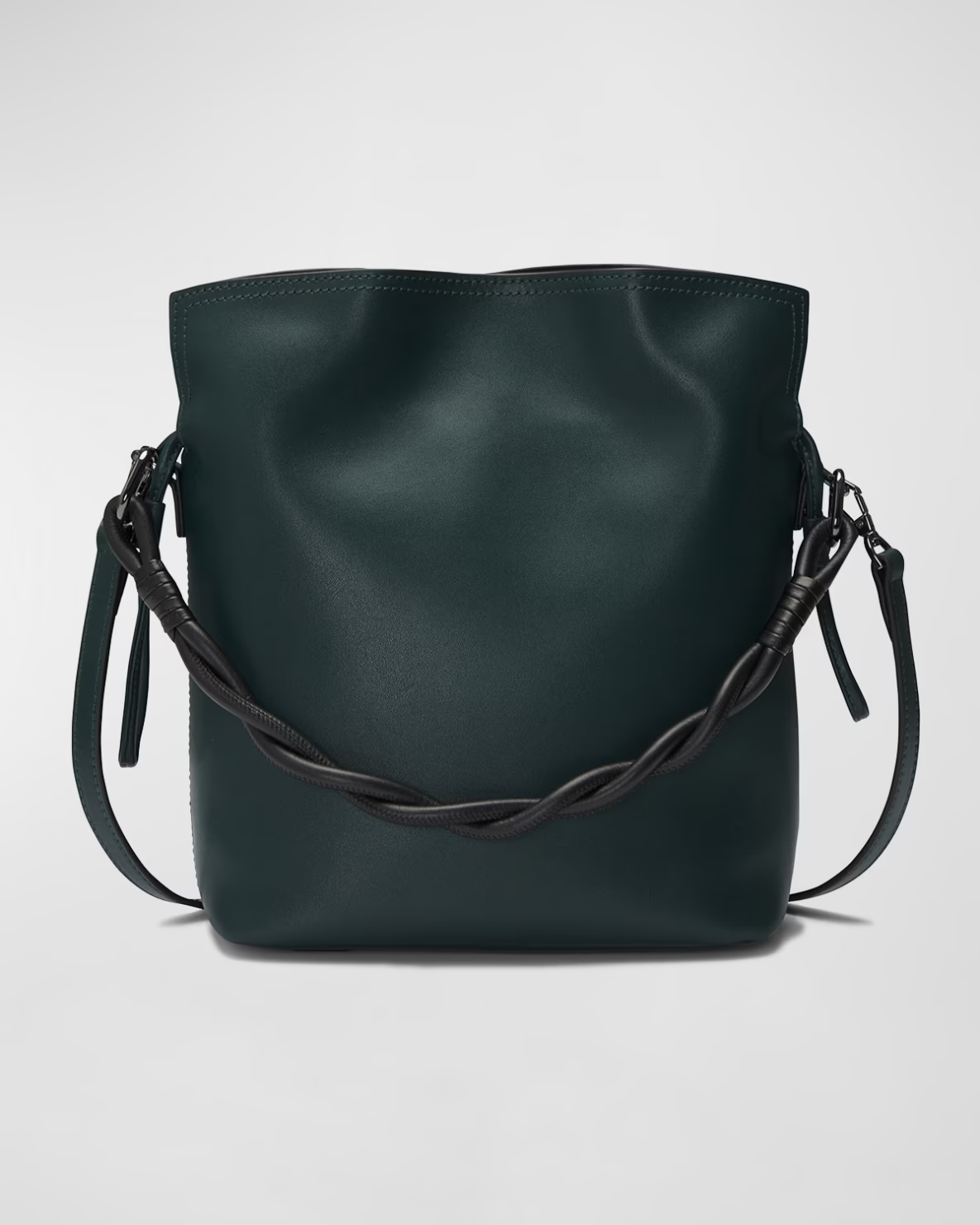 Twisted Handle Magnetic Drawstring Bucket Crossbody Bag
