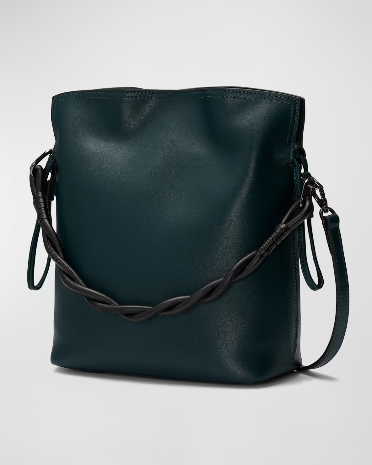 Twisted Handle Magnetic Drawstring Bucket Crossbody Bag