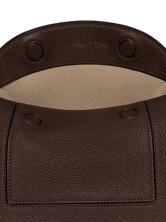 Brown Pebble Leather Magnetic Flap Crossbody Bag
