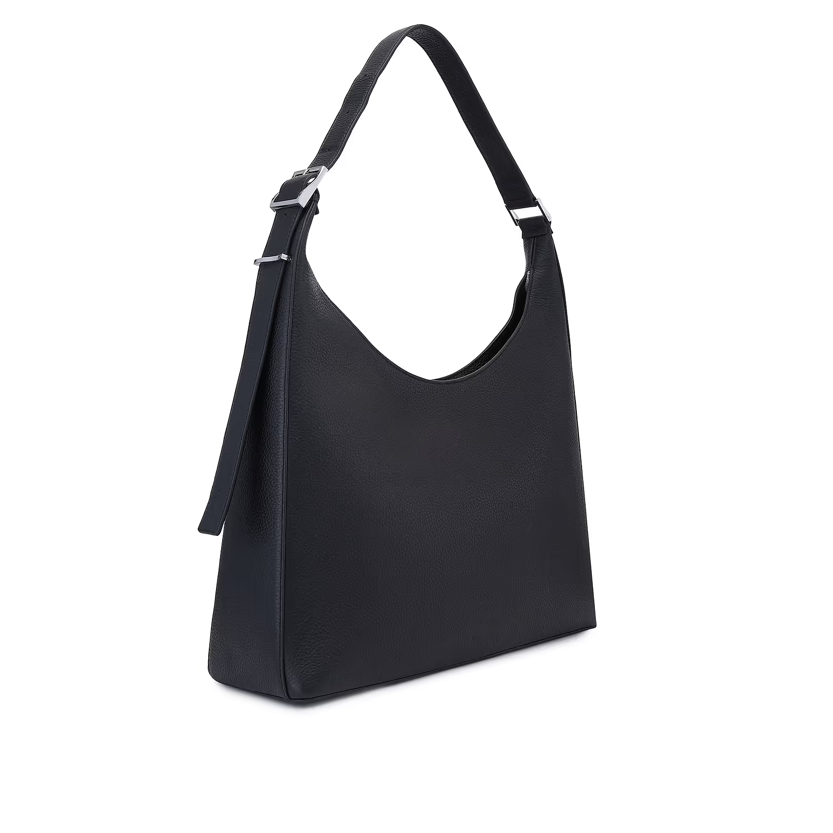 Black Genuine Leather Large Hobo Shoulder Bag
