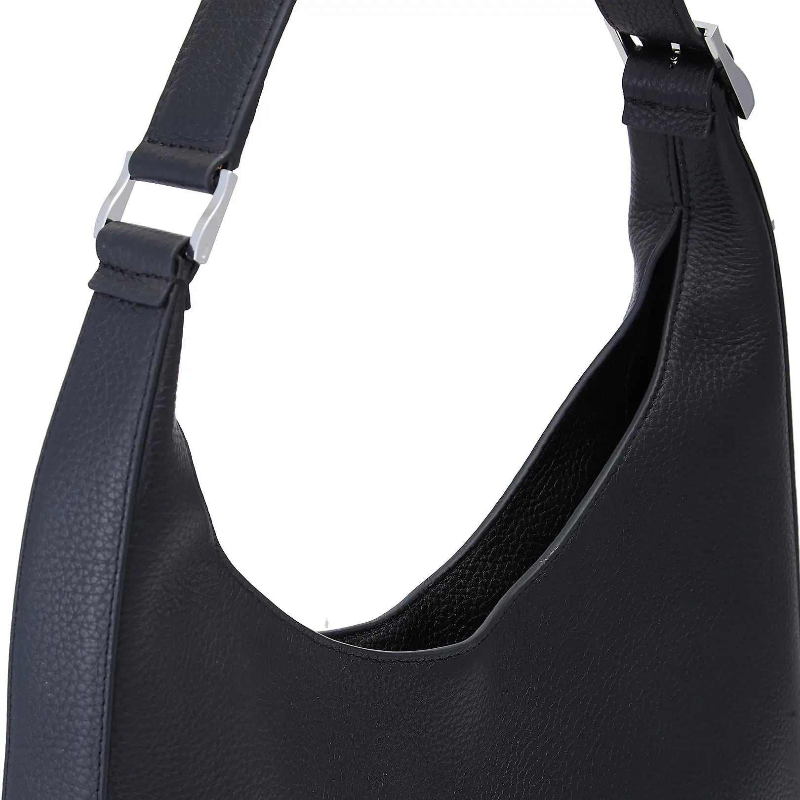 Black Genuine Leather Large Hobo Shoulder Bag
