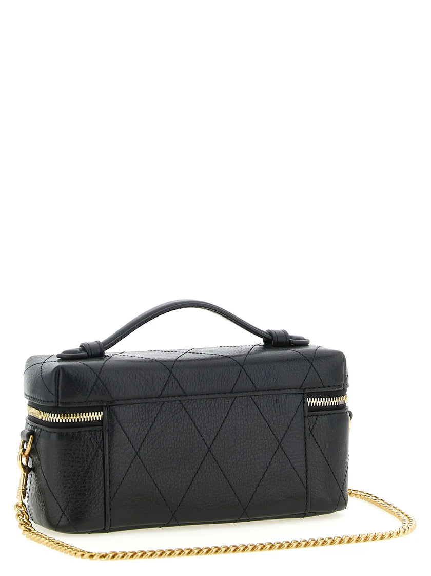 Leather Double T Logo Mini Vanity Chain Crossbody Bag
