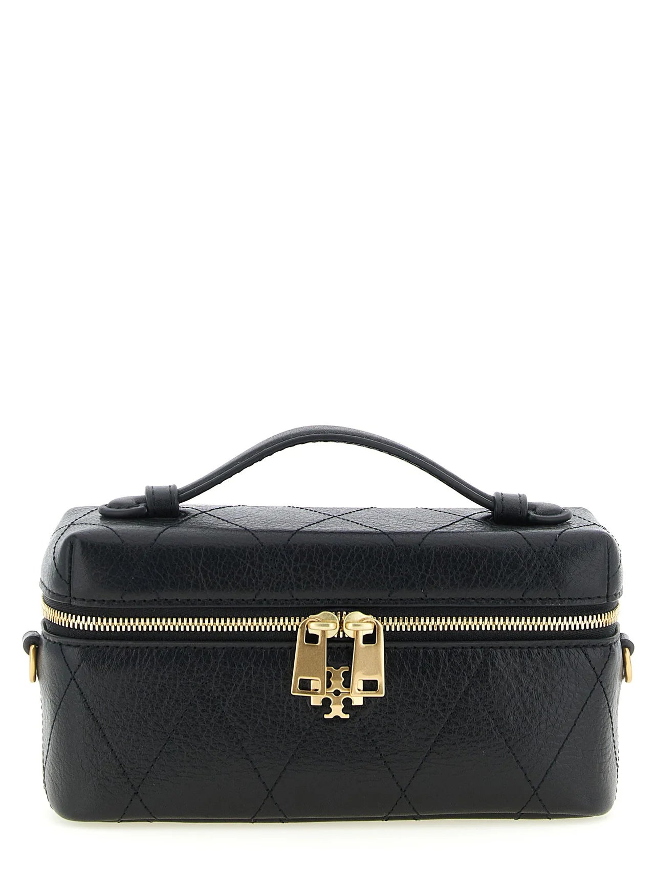 Leather Double T Logo Mini Vanity Chain Crossbody Bag