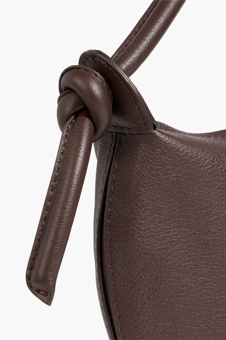 Soft Leather Knotted Strap Zip Mini Curved Shoulder Underarm Bag