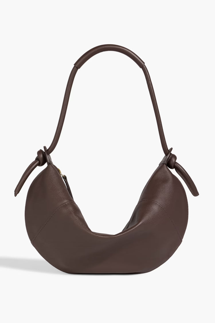 Soft Leather Knotted Strap Zip Mini Curved Shoulder Underarm Bag